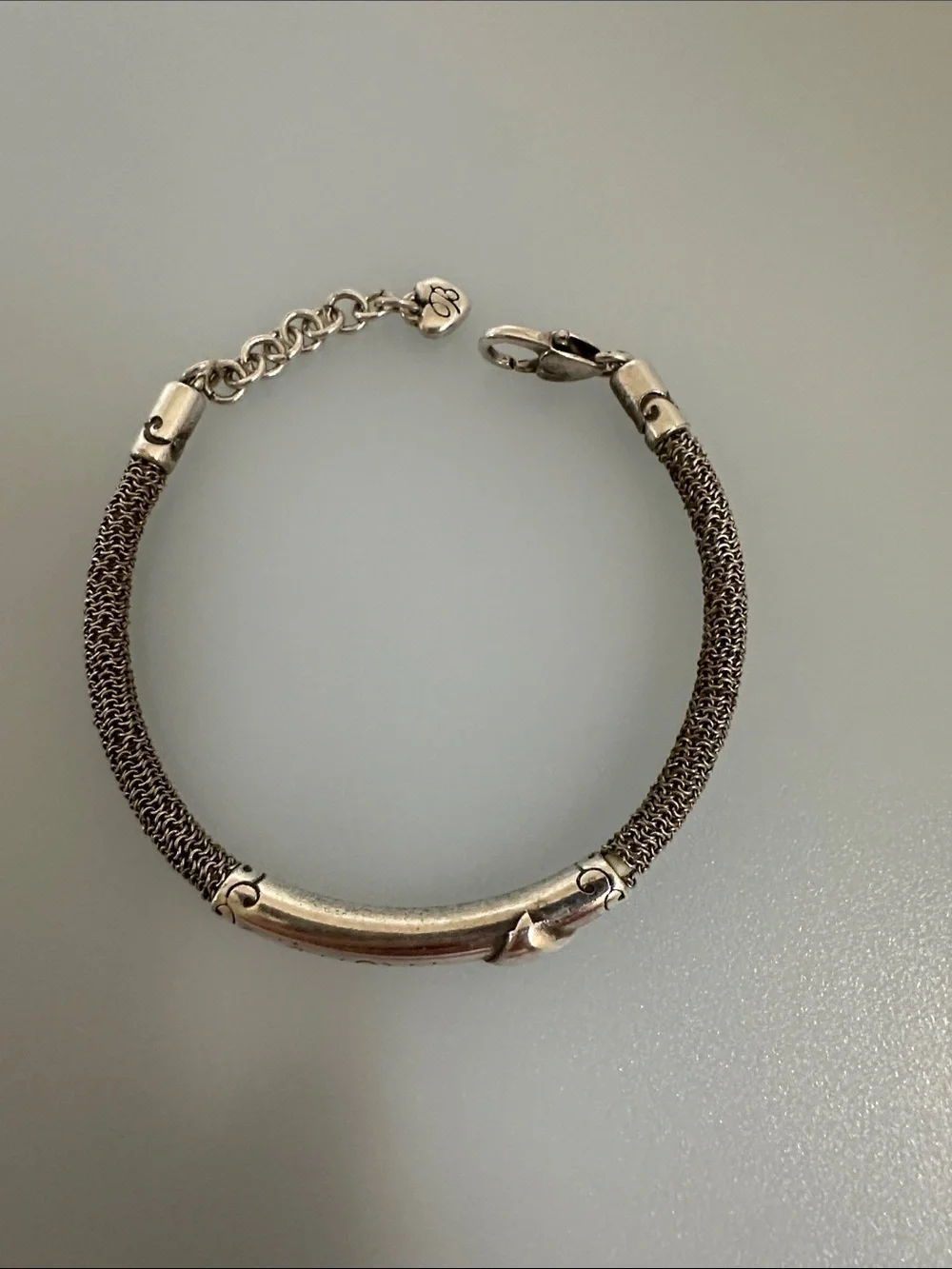 Brighton Silver 'Mom' Engraved Heart Bracelet